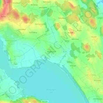 Mapa topográfico Wolkersdorf, altitud, relieve