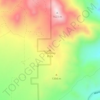 Mapa topográfico Chimney Rock, altitud, relieve