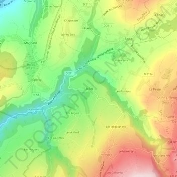 Mapa topográfico Lachat, altitud, relieve
