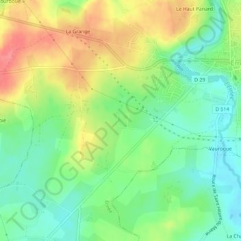 Mapa topográfico Les Bas Villiers, altitud, relieve