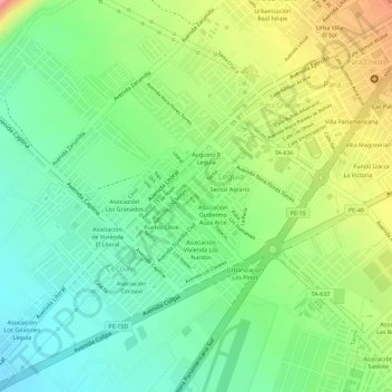 Mapa topográfico 14, altitud, relieve