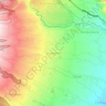 Mapa topográfico Sarampad, altitud, relieve