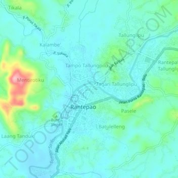 Mapa topográfico Malango, altitud, relieve