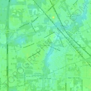 Mapa topográfico Pickettville, altitud, relieve