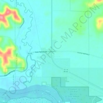Mapa topográfico Gotham, altitud, relieve