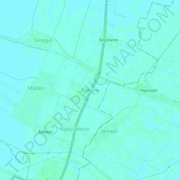 Mapa topográfico Bakung, altitud, relieve