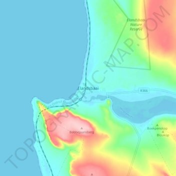 Mapa topográfico Elandsbaai, altitud, relieve