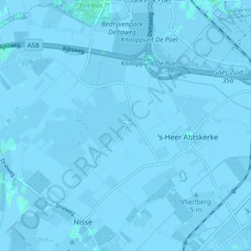 Mapa topográfico Sinoutskerke, altitud, relieve