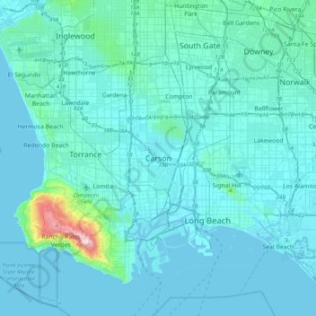 Mapa topográfico Carson, altitud, relieve