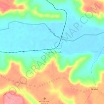 Mapa topográfico Lagoa Redonda, altitud, relieve