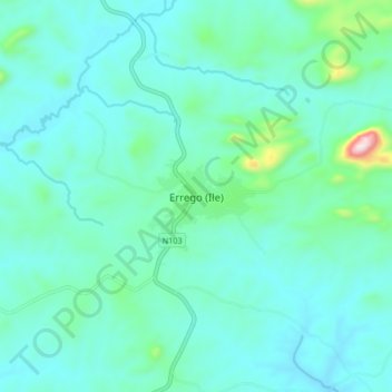 Mapa topográfico Errego (Ile), altitud, relieve