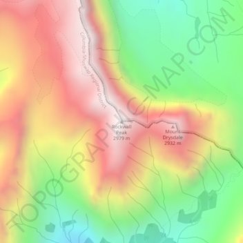 Mapa topográfico Rockwall Peak, altitud, relieve
