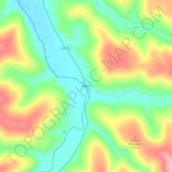 Mapa topográfico Witter, altitud, relieve
