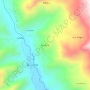 Mapa topográfico Cumbala, altitud, relieve