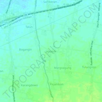 Mapa topográfico Jatigede, altitud, relieve