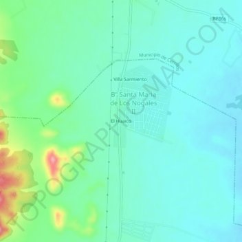 Mapa topográfico El Huaico, altitud, relieve