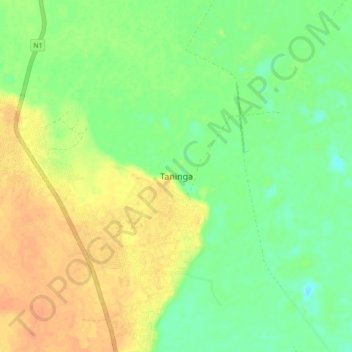 Mapa topográfico Taninga, altitud, relieve
