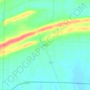 Mapa topográfico El Paso, altitud, relieve
