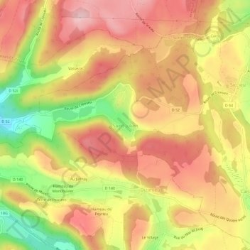 Mapa topográfico Saint-Julien, altitud, relieve