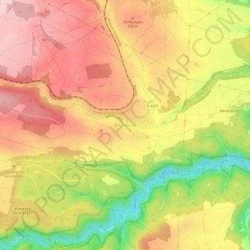 Mapa topográfico Bachheim, altitud, relieve