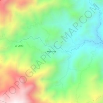 Mapa topográfico Mesones, altitud, relieve