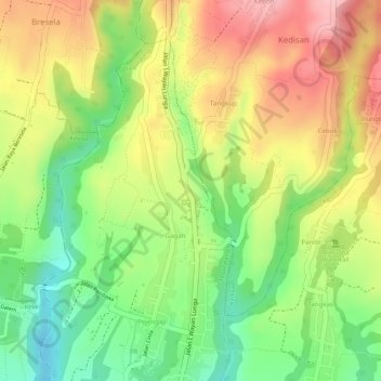Mapa topográfico alas harum, altitud, relieve