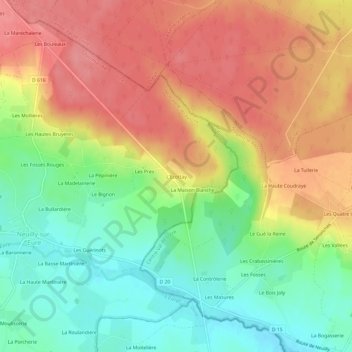 Mapa topográfico L'Ecottay, altitud, relieve