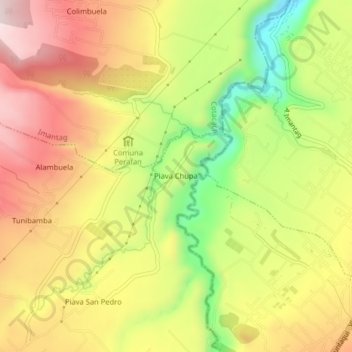 Mapa topográfico Piava Chupa, altitud, relieve