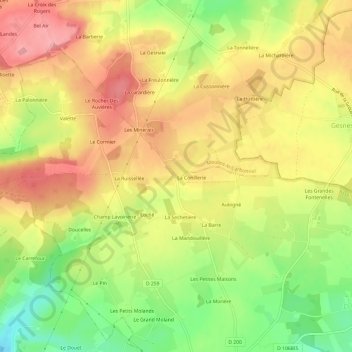 Mapa topográfico Le Moulinet, altitud, relieve