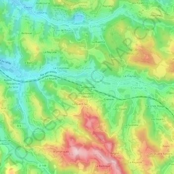 Mapa topográfico Cité Nouvelle, altitud, relieve