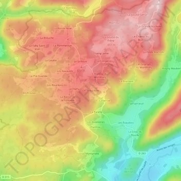 Mapa topográfico Les Breuchots, altitud, relieve