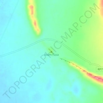 Mapa topográfico foum-Tizza, altitud, relieve