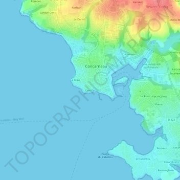 Mapa topográfico Coat Pin, altitud, relieve