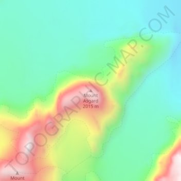 Mapa topográfico Mount Asgard, altitud, relieve