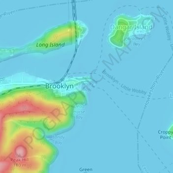 Mapa topográfico Parsley Bay, altitud, relieve