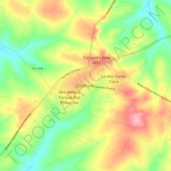 Mapa topográfico Colorado, altitud, relieve