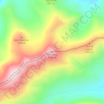 Mapa topográfico Penouta, altitud, relieve