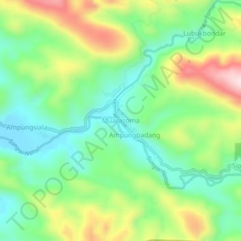 Mapa topográfico Muarasoma, altitud, relieve