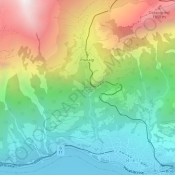 Mapa topográfico Milibachfall, altitud, relieve