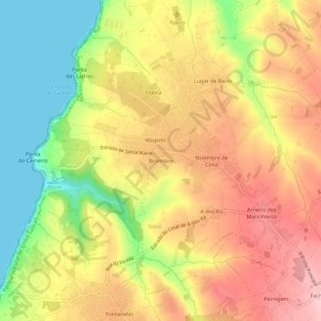 Mapa topográfico Bolembre, altitud, relieve