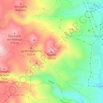 Mapa topográfico Topino, altitud, relieve