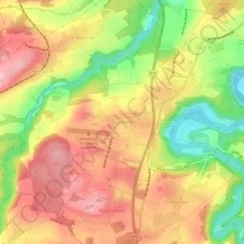 Mapa topográfico Ecuvillens, altitud, relieve
