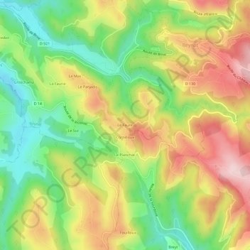 Mapa topográfico Le Faure, altitud, relieve