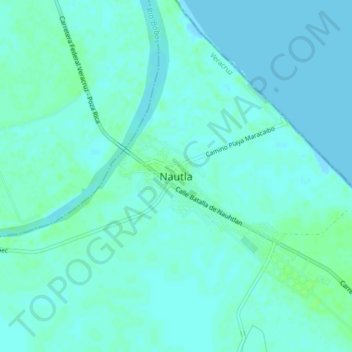 Mapa topográfico Nautla, altitud, relieve