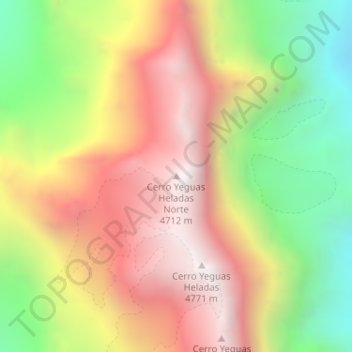 Mapa topográfico Cerro Yeguas Heladas Norte, altitud, relieve
