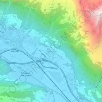 Mapa topográfico Tscherlach, altitud, relieve