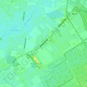 Mapa topográfico Nieuw Weper, altitud, relieve