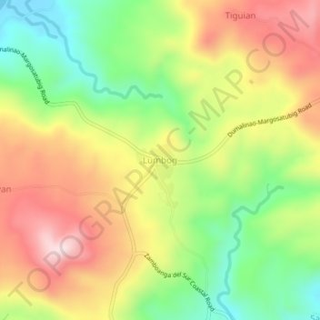 Mapa topográfico Lumbog, altitud, relieve