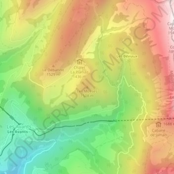 Mapa topográfico Les Mosses, altitud, relieve