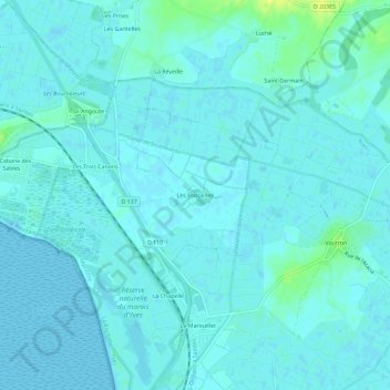 Mapa topográfico Les Fontaines, altitud, relieve